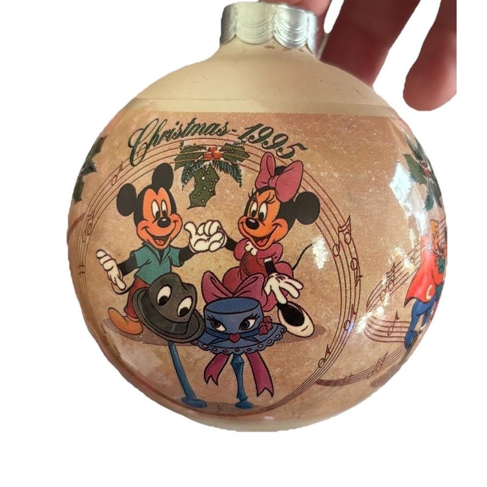 Disney Happy Holidays 1995 Mickey And Minnie Ball Ornament Round RARE